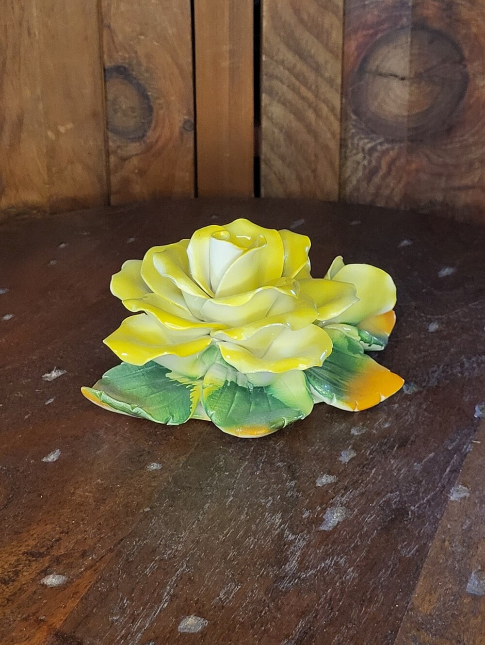 Yellow Porcelain Rose Figurine - Picture 12 of 15
